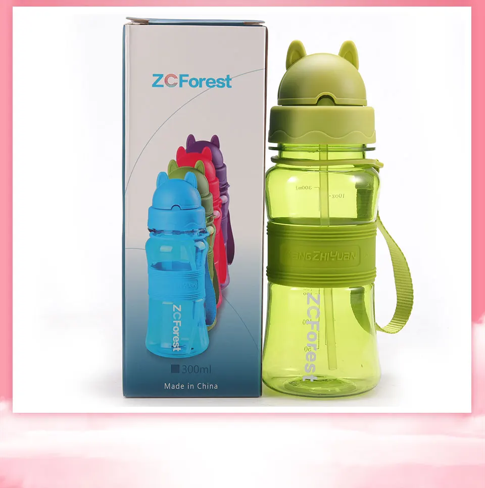 300ml BPA Free Sport Water Bottle For Kids Water Bottle With Straw Eco-friendly Tritan Children Baby My Bottles ZCForest        _16
