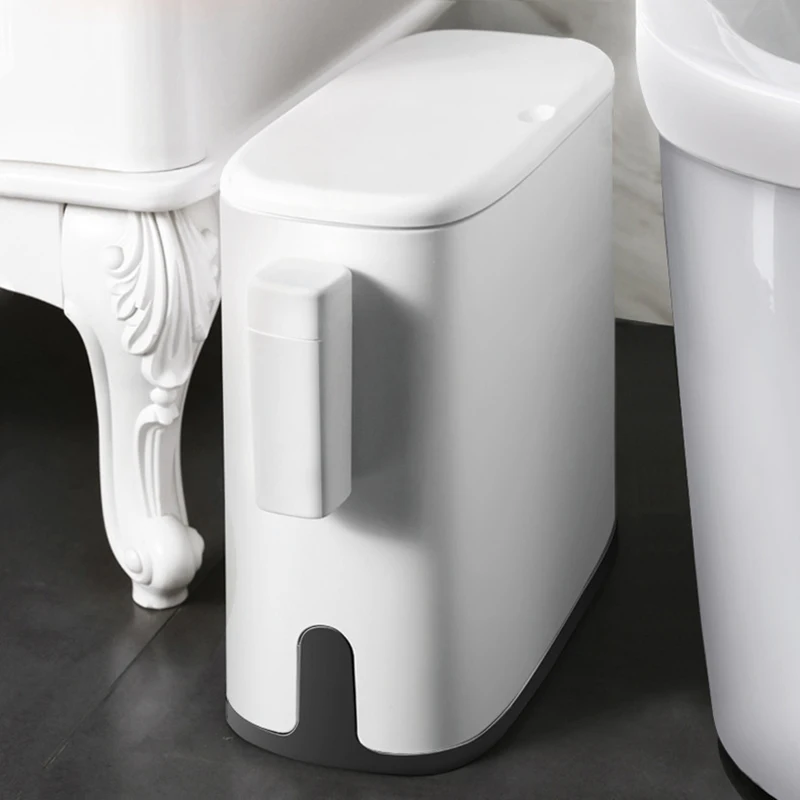 

LUDA 10L Narrow Plastic Trash Can Set Bathroom Waste Bin Dustbin Trash Cans Garbage Bucket Garbage Bag Dispenser