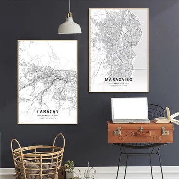 

Maracaibo Caracas Venezuela City Map Canvas Art Print Wall Pictures for Living Room No Frame