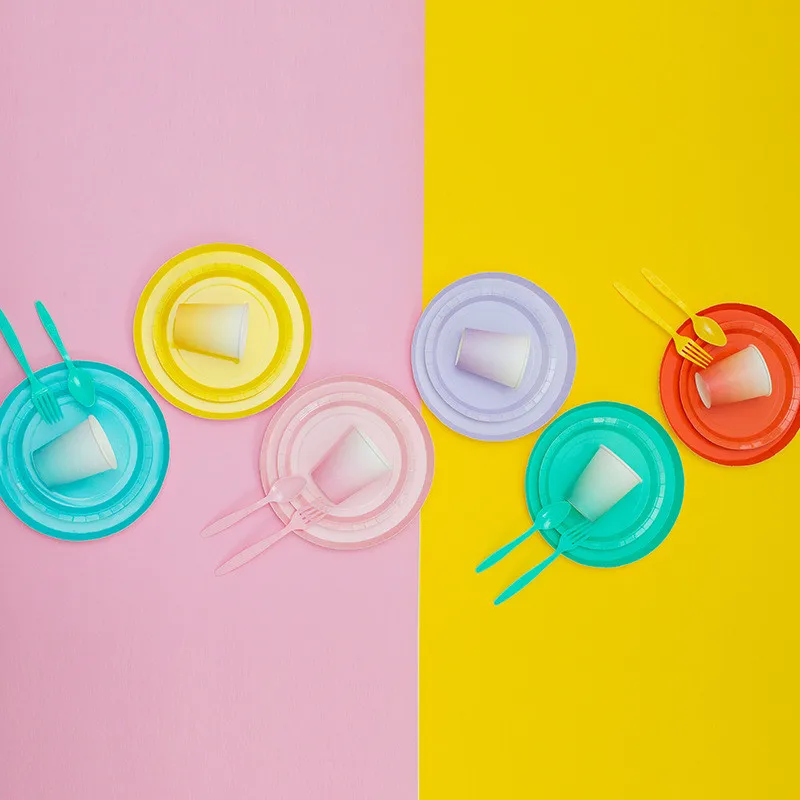 

Disposable Tableware Party Decoration 8pcs/1 Bag 7 Inch Solid Color Paper Plate Wedding Decoration Birthday Party Decoration