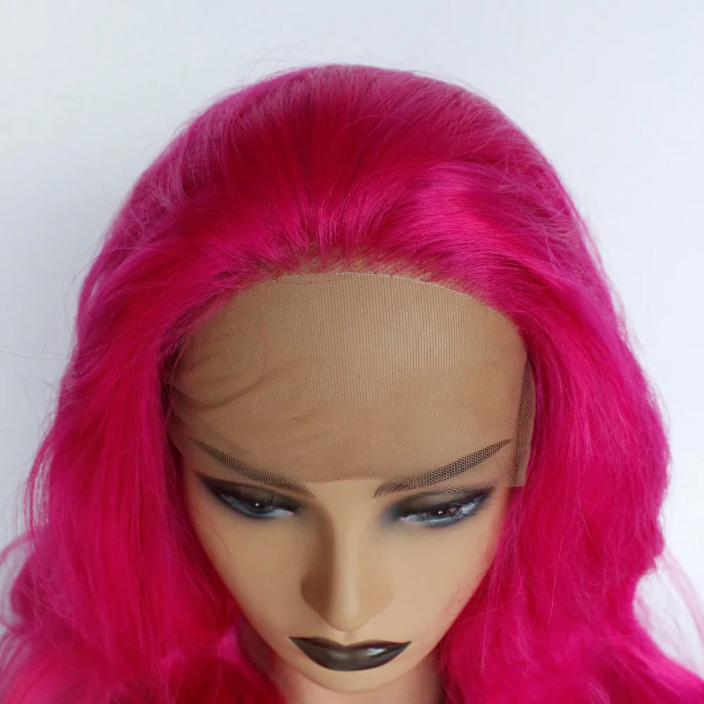 V'NICE розового цвета Термостойкое волокно Волнистые Синтетические волосы на кружеве парик клей уменьшенного использования пластин partng парик для Для женщин