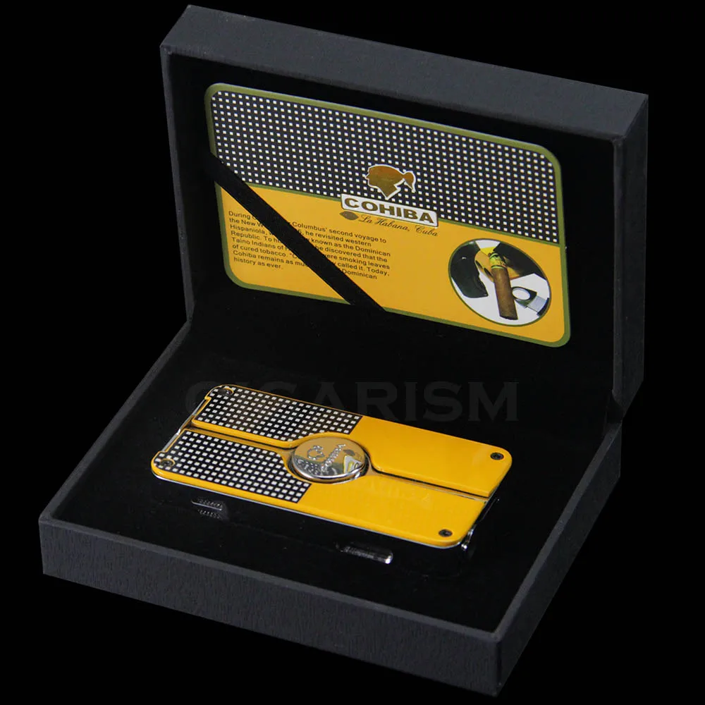 COHIBA Желтый классический 3 Факел Jet зажигалка для сигары W/удар новый дизайн|jet flame