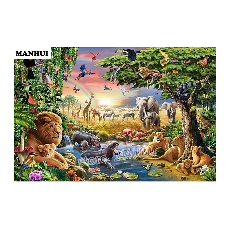 Diamond Embroidery Wild African Grassland Full Pattern DIY 3D Acupuncture Cross Stitch Home Decoration BAS 187 | Дом и сад