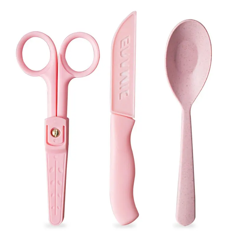 Ceramic 3pcs Baby Food Scissors Set Knife Scoop Smooth Surface Safety