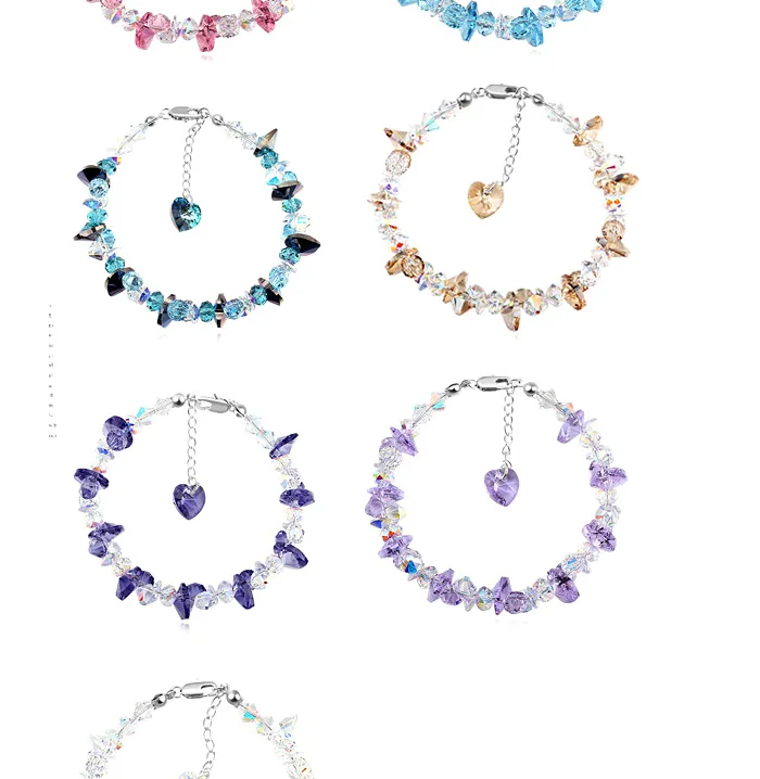 Модные Кристаллы от Swarovski браслет и браслет красочные драгоценные камни Браслеты Mujer Шарм браслет для женщин Свадебные украшения