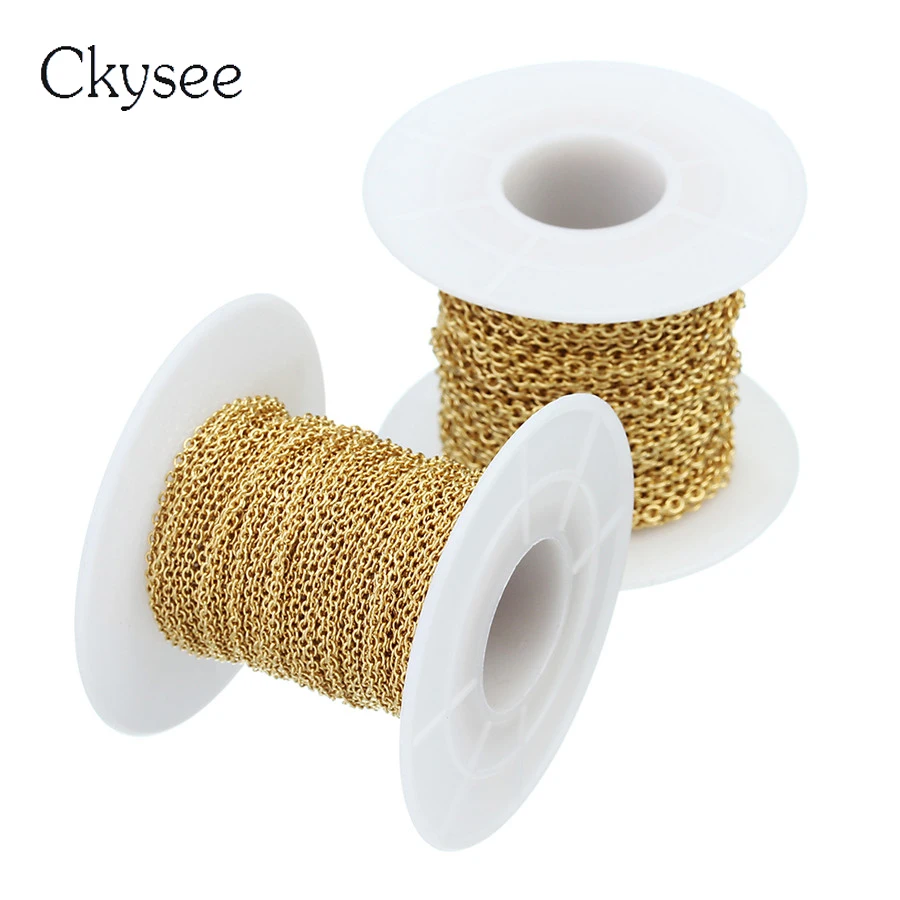 

Ckysee 10Yards/Roll 1.5 2 2.2mm Stainless Steel Rolo Link Chain Necklace For Men Women Gold Metal Bulk Chain Hip Hop Jewelry