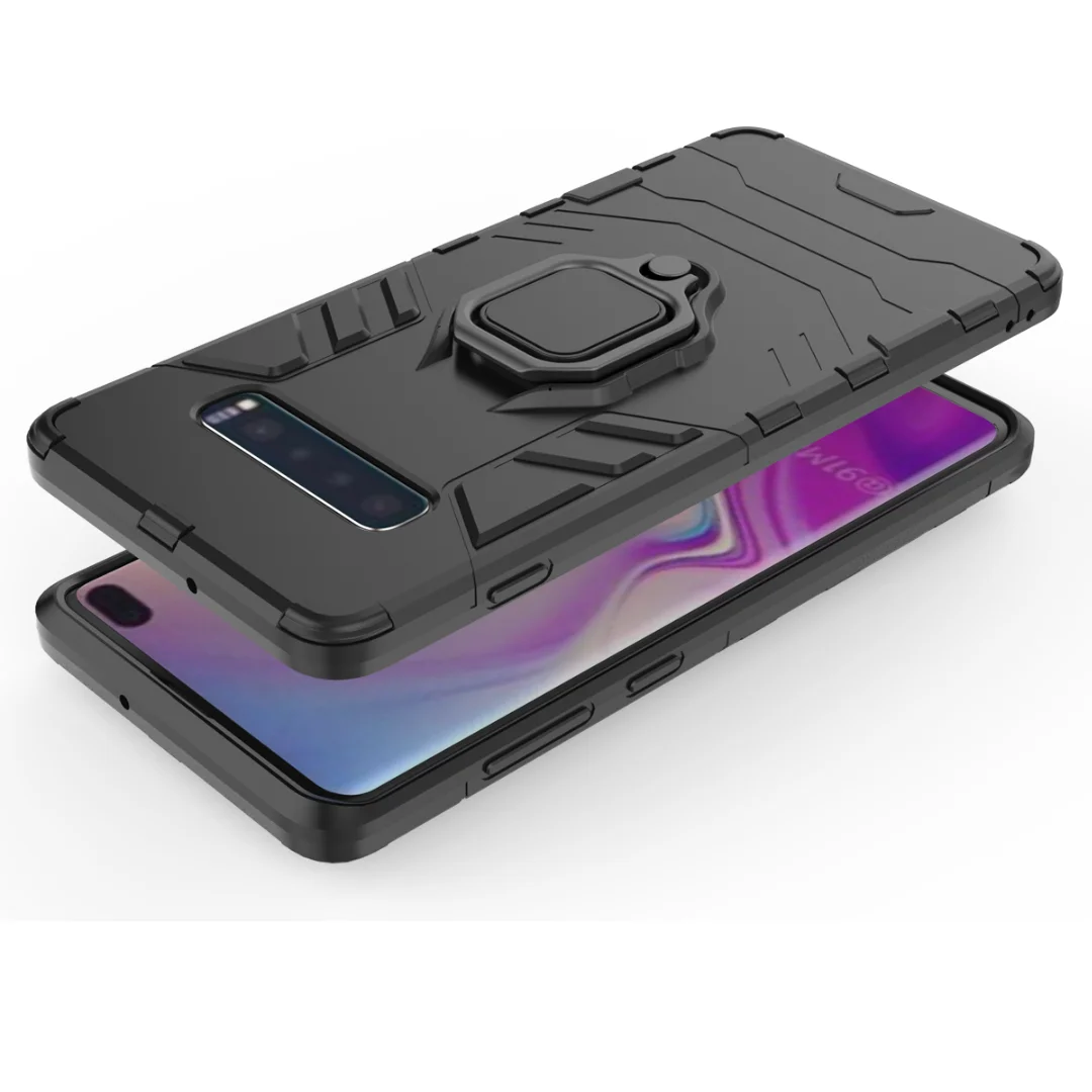 

With stand Ring Hybrid case For Samsung Galaxy S10 Plus Hard Silicone + PC Armor Magnet protect back cover for samsung s10 s10+