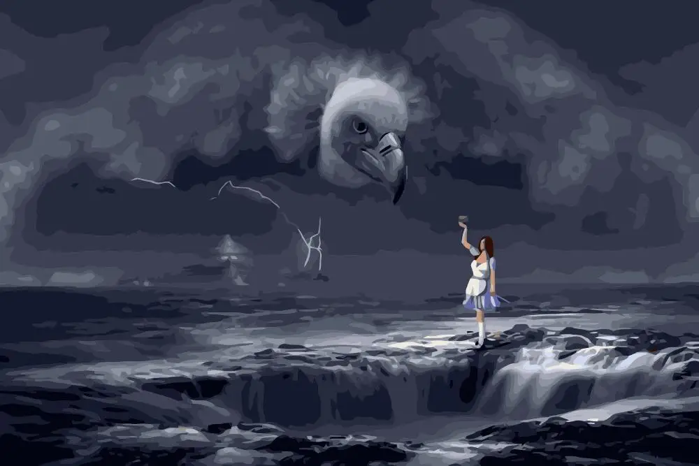 PX-97 Fantasy sea woman woman storm flash Oil Painting By Numbers landscape Cuadros Decoracion Acrylic Paint On Canvas For Artwork Modern Home Decor 50x75cm