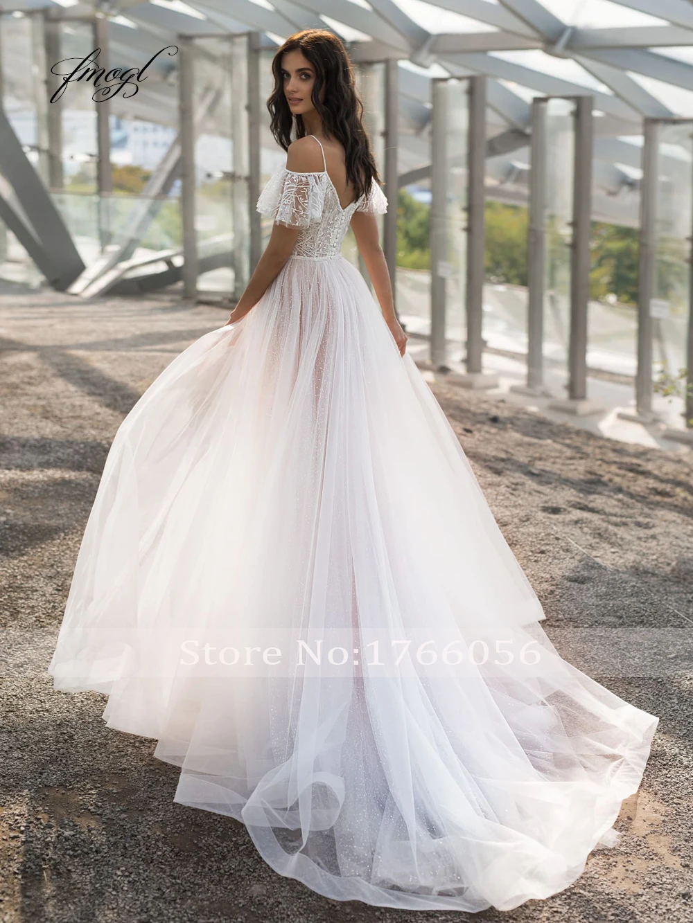 Fmogl, сексуальное, иллюзионное, v-образный вырез, кружевное, Пляжное, свадебное платье,, роскошная аппликация из бисера, на тонких бретелях, винтажное, свадебное платье