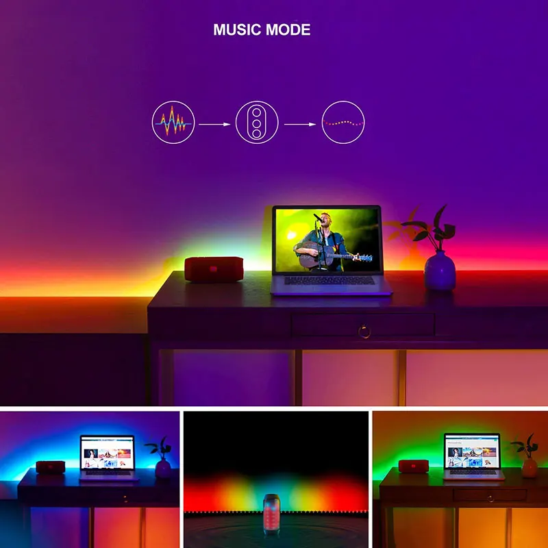 1 шт 5 м Светодиодная лента Музыка светодиодная декоративная подсветка полосы Водонепроницаемый диод лента ультра-яркий SMD5050 RGB неоновая
