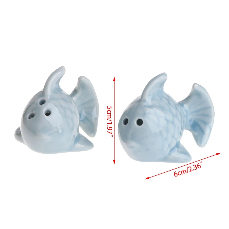 

1 Pair Fish Ceramic Salt Pepper Shakers Set Seasoning Bottle Wedding Party Gift