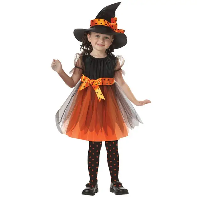 kids party dresses for girls halloween costume for kids with short sleeves hat party dresses