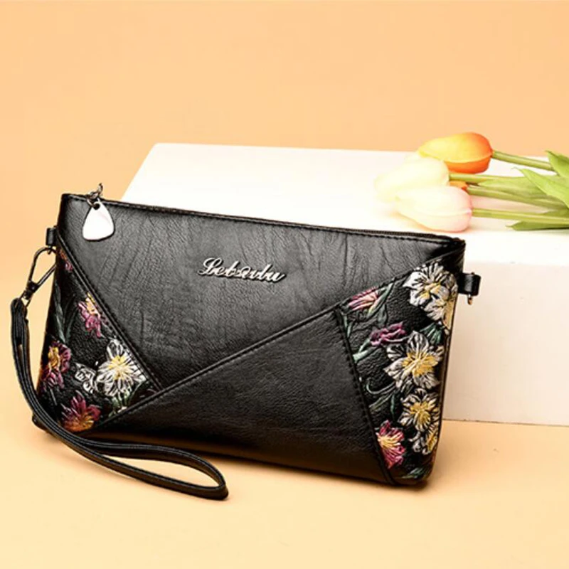 Женская роскошная дизайнерская сумка с цветочным принтом из искусственной кожи, черная сумка на плечо, мини сумка через плечо, женская сумка-клатч