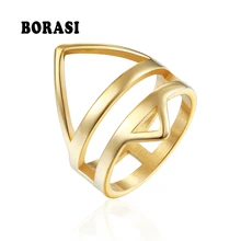 BORASI Новое поступление Корона геометрические треугольные кольца для женщин подарок для девочек кольцо из нержавеющей стали Свадебные брендовые модные ювелирные кольца