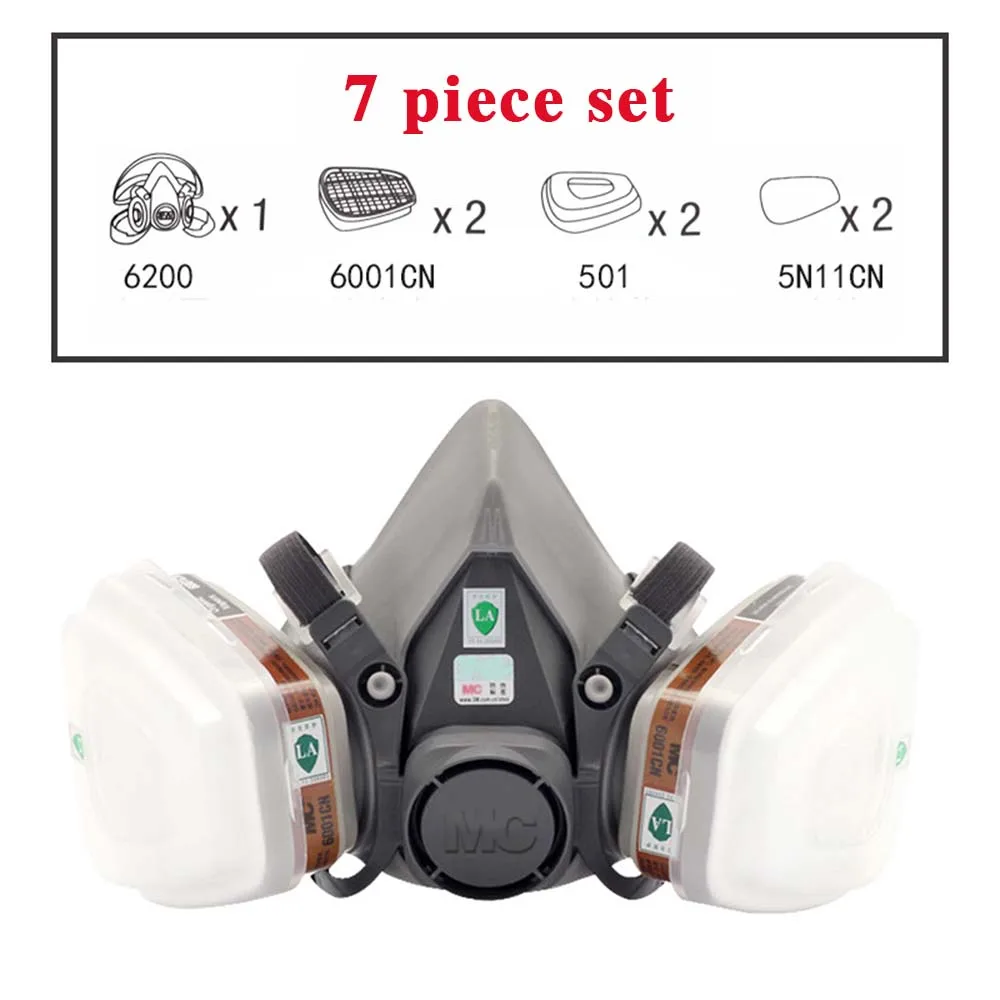 

Protective self defence Mask Half Face Painting Spraying Respirator Gas Mask 7 In 1 Suit Safety Work Filter Dust Tactical Mask