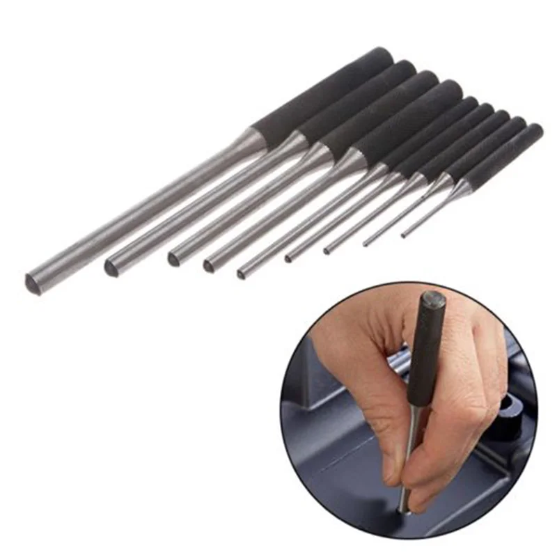 

9Pcs Set Steel Roll Pin Punch Set Tools Kit For Removing Pin Practical