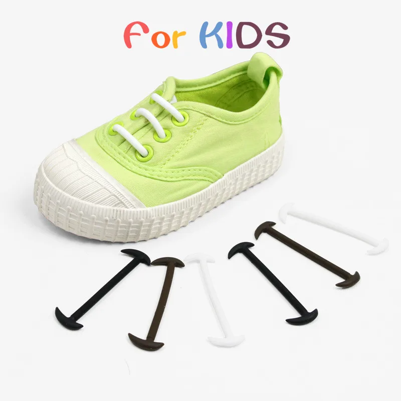 

12Pcs/lots for Children Untie Kids Shoelaces Elastic Silica Lazy Creative Shoelaces Shoe Laces Solid Boys and Girls No-tie Laces