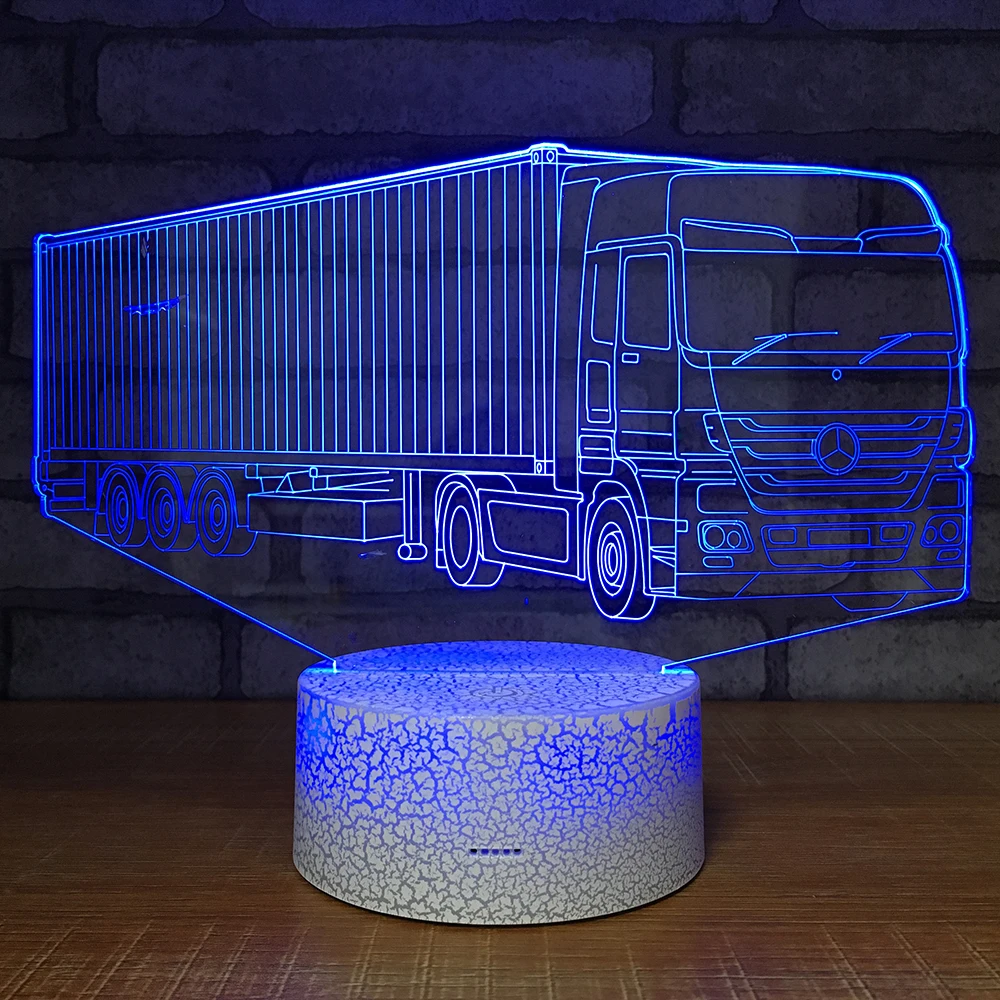 Truck3D иллюзия Лампа 7 цветов изменить сенсорный выключатель светодиодный ночник лампа настольная акриловая Атмосфера лампы оригинальные светильники