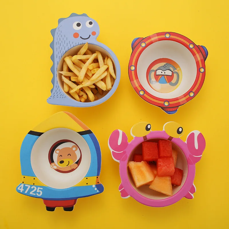 Baby feeding bowl Bamboo fiber children dishes Cartoon toddler training bowl BPA free kids plate Baby feeding bowl Bamboo fiber children dishes Cartoon toddler training bowl BPA free kids plate