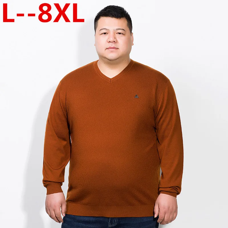 Свитер мужской свободный с треугольным вырезом и длинными рукавами 10XL 8XL 6XL 5XL 4XL