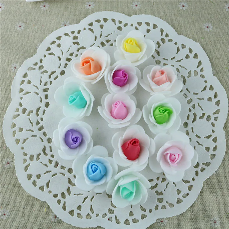 100Pcs Small Mini Artificial Foam Rose Peony Flower Heads Bulk DIY Craft Wedding Party Decorative Wreaths Bouquet