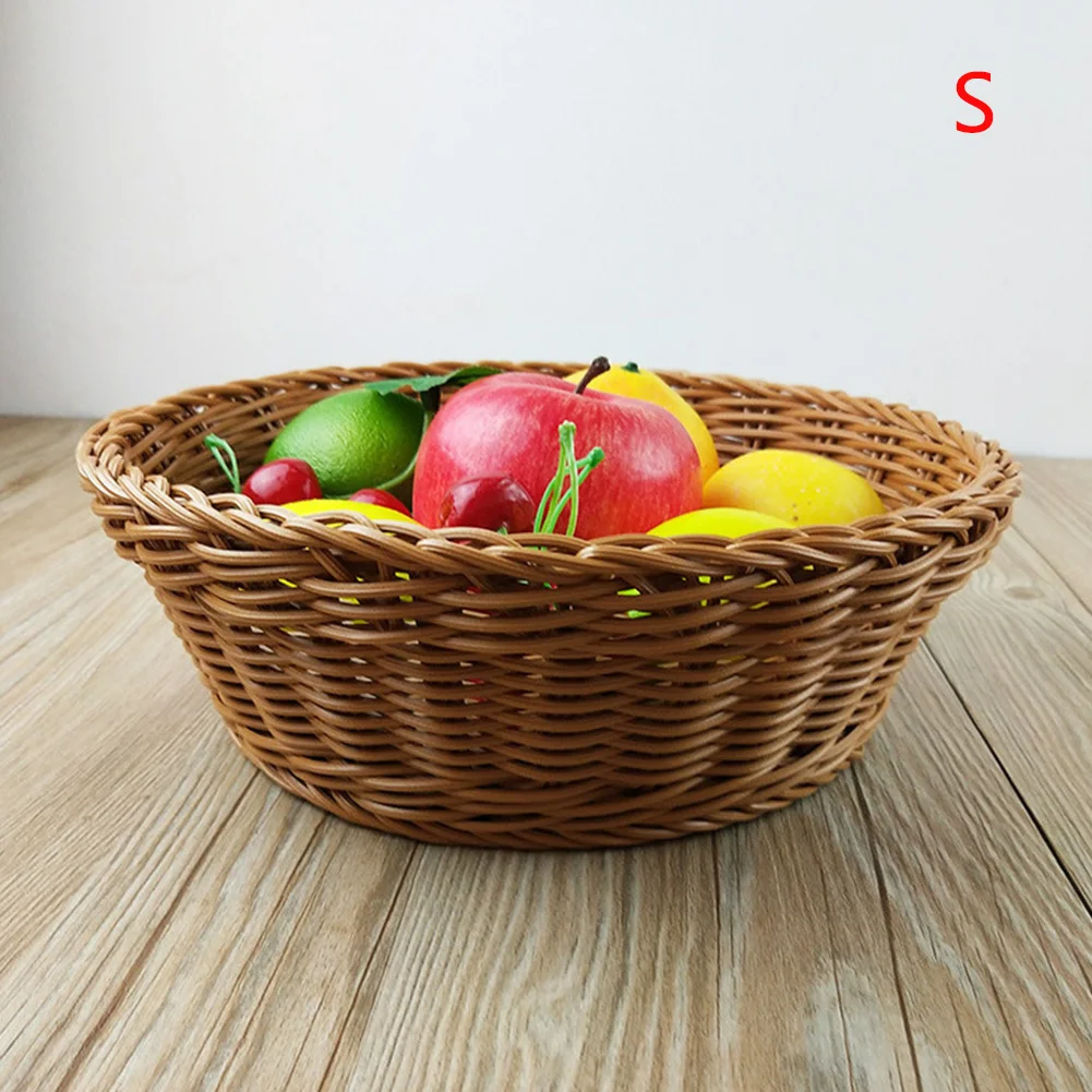 

Kitchen Multi Use Storage Snacks Round Gift Hampers Bread Fruit Basket Vintage Vegetable Home Decor Organizer Weaving Hand Made
