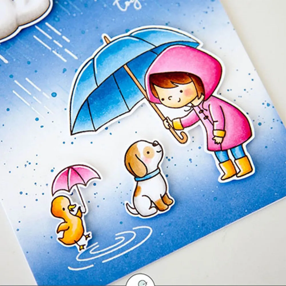 

Rain Shower Cute Girl Transparent Clear Stamp/Seal for Scrapbooking Paper Cards Making Decorative 2018 New