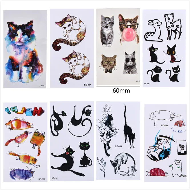 

Sexy Colorful Black Cats Temporary Tattoo Body Art Arm Flash Tattoo Stickers Waterproof Fake Henna Painless Tatto Sticker