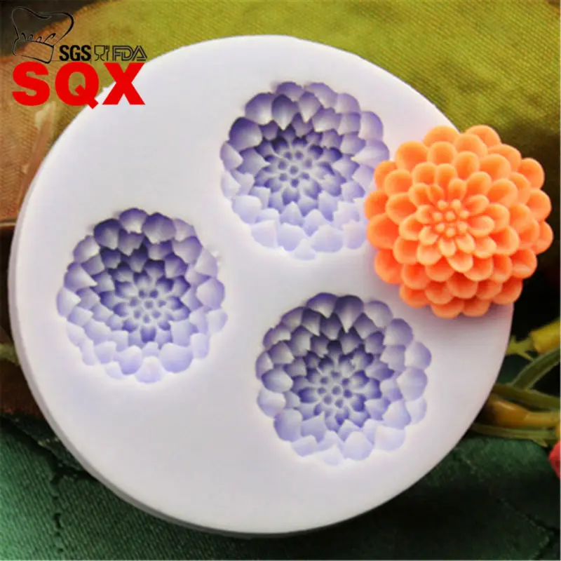 High quality 3 Flower silicone mold, Fondant Cake Decorating Tools
