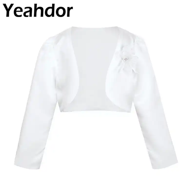 Choomomo Kids Girls Long Sleeve Lace Bolero Cardigan Shrug Flower Girl Pageant Wedding Dress Jacket Cover Up