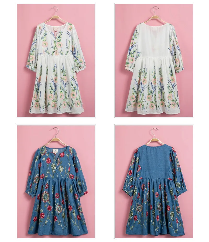 kids flower embroidery dress G3817-14