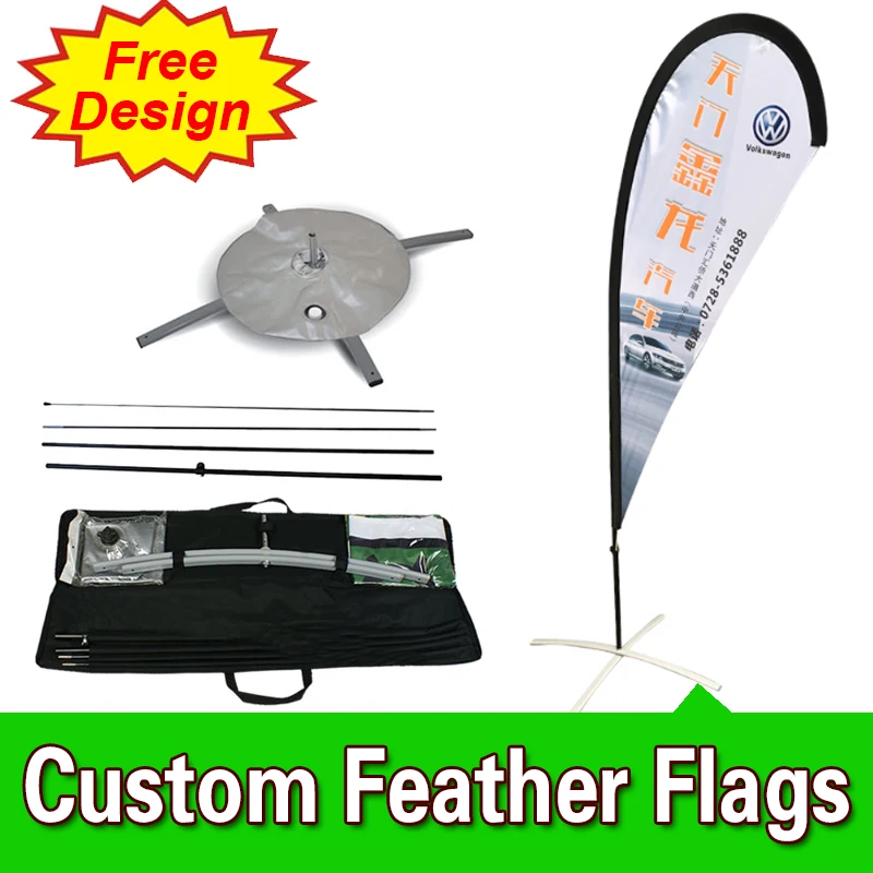 

Free Design Free Shipping Single Sided Cross Base Teardrop Flag Signs Advertising Open Feather Flags Flutter Flag
