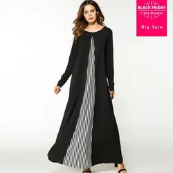 Модное Брендовое мусульманское платье 2018 Абая мусульманское платье Кафтан платья кимоно принт плюс размер молитвенный халат вязание