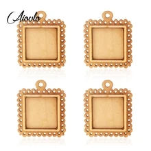 Cadre en bois Cabochon Base 20mm 30mm Dia carré Cameo paramètres en bois pendentif bricolage plateaux lunette artisanat bijoux résultats 5 pièces/lot