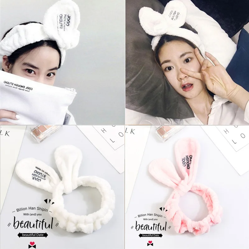 

New Fashion Women Cute rabbit Ears Comfortable Wash Face Bathe Hair Holder Elastic Headband Girls Hair Bands Hair Accessories
