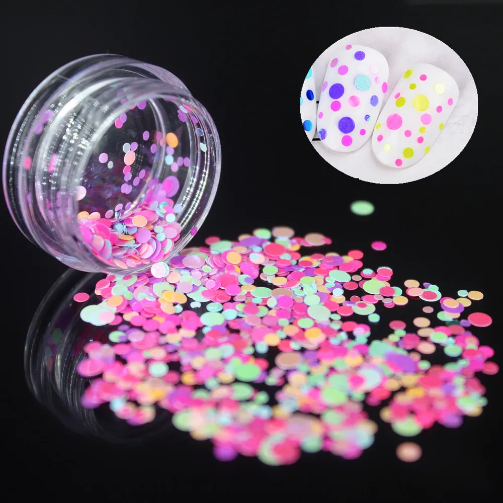 

1 Box DIY Light Blue Pink Circle Sequins Nail Art Decorations Stickers Nail Sticker Self-adhesive DIY Decals Tips Nail Art Foil