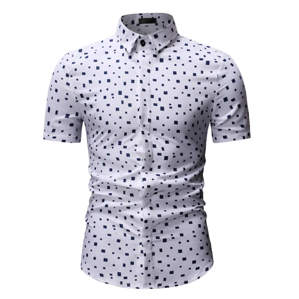 

Men Casual Summer Printed Button Short Sleeve Hawaiian Top Blouse mushroom embroidery mens short sleeve shirts 7.13