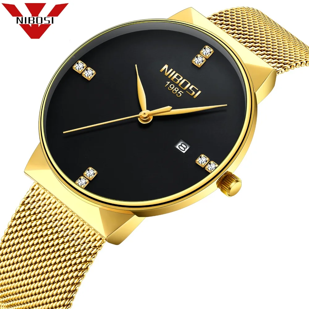 

2018 NIBOSI Men's Watch Alloy Milanese Bracelet Famous Luxury Watches Analog Diamonds Wristwatches Mesh Relogio Masculino OEM