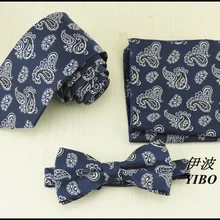Мужской женский модный сапфировый галстук-бабочка и карманное полотенце/белый Cashew цветочный дизайн мужские соответствующие аксессуары