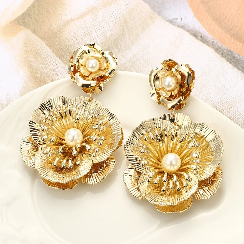 DANZE-Elegant-Fashion-Gold-Silver-Metal-Big-Flower-Earrings-For-Women-Imitation-Pearl-Jewelry-Office-oorbellen (2)