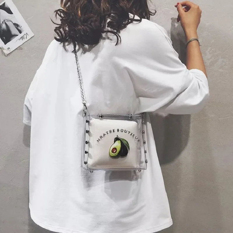 

Fashion Ladies Fruit Avocado Pattern Crossbody Bag For Women 2019 PVC PU Designer Handbag Summer Chain Shoulder Messenger Bag