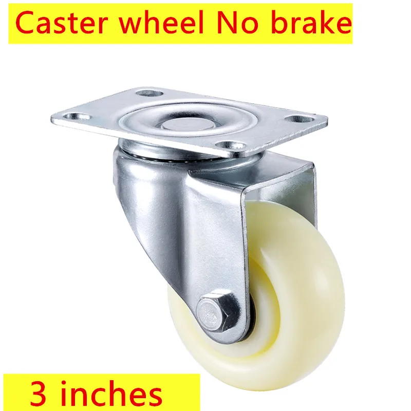 

4pcs 3 inches Universal Wheel White PP Nylon Swivel Casters Dual Roller Wheel without Brake For Platform Trolley Chair