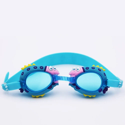 Детские Мультяшные милые водонепроницаемые противотуманные силиконовые HD PC линзы плавательные очки с защитой от УФ-излучения очки для плавания - Цвет: Lake Blue