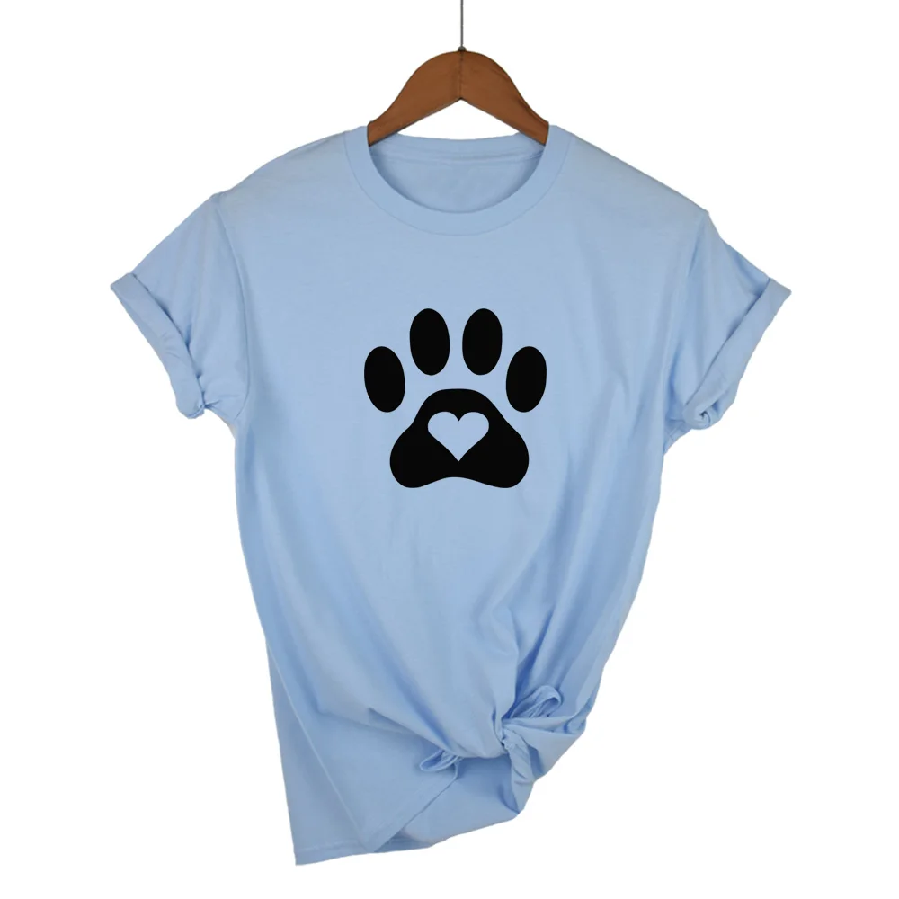 Новинка 2019 женская футболка с принтом love heart cat paw хлопковая Повседневная забавная
