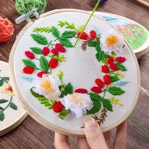 3d DIY цветочная вышивка принт вышивка крестиком комплект рукоделие с обручем лента настенная живопись ремесло подарок домашний декор Незаконченный - изображение