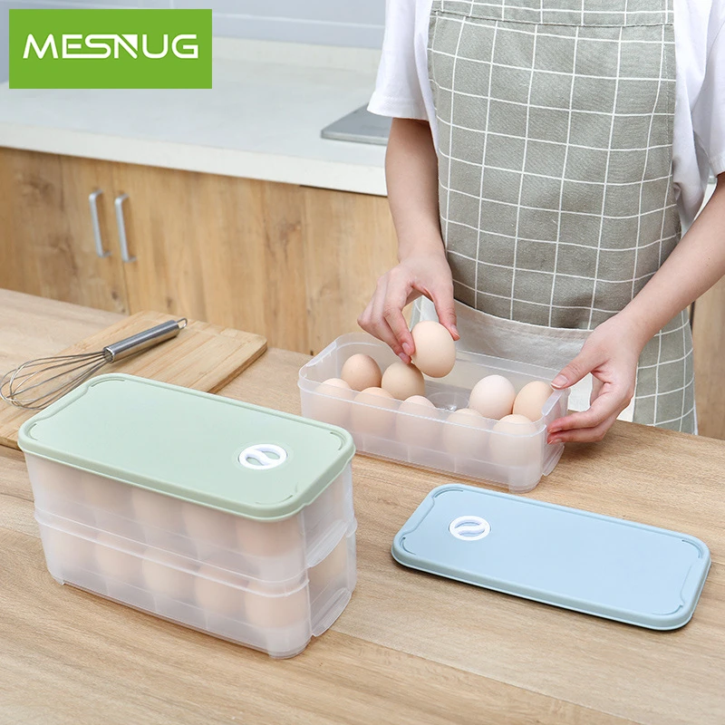 

MESNUG Airtight Stackable Plastic Egg Storage Container With Lid Quality Date Recording Fridge Storage Box Kitchen BPA Free