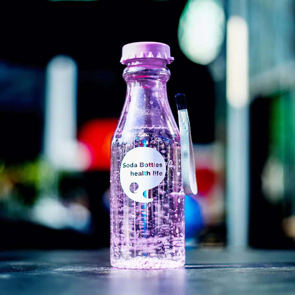 Легкая небьющаяся Хрустальная Спортивная бутылка для воды для путешествий портативная герметичная велосипедная походная чашка для воды посуда для напитков Bidon Borraccia - Цвет: Фиолетовый