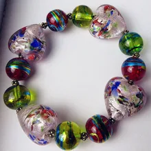 На заказ, ручная работа, муранское стекло, серебряная фольга, сердце, для свадебной вечеринки, Розовый стеклянный браслет, аксессуары для женщин, ювелирные изделия, подарки