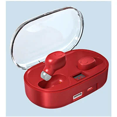 TWS 5,0 Bluetooth 8D стерео наушники беспроводные наушники IPX6 Водонепроницаемая гарнитура 2600 мАч светодиодный умный внешний аккумулятор auriculares elari Ap2 - Цвет: H1 RED