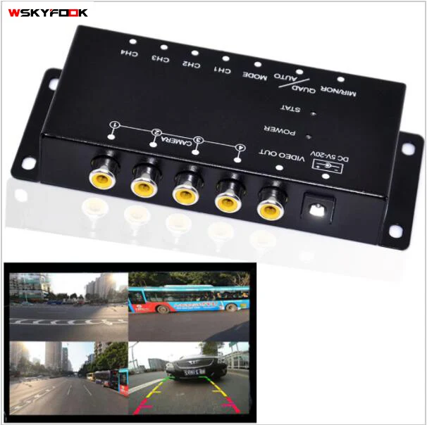 car 4 Way Composite RCA Video Splitter Distribution support car rear